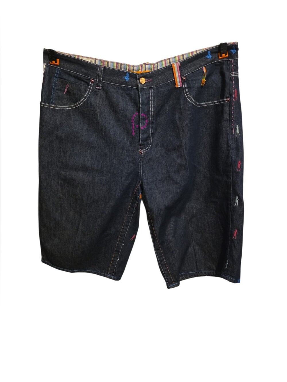 Parish Men Denim Jean Shorts w/Contrast Stitching Of Women  Big&Tall Streetwear